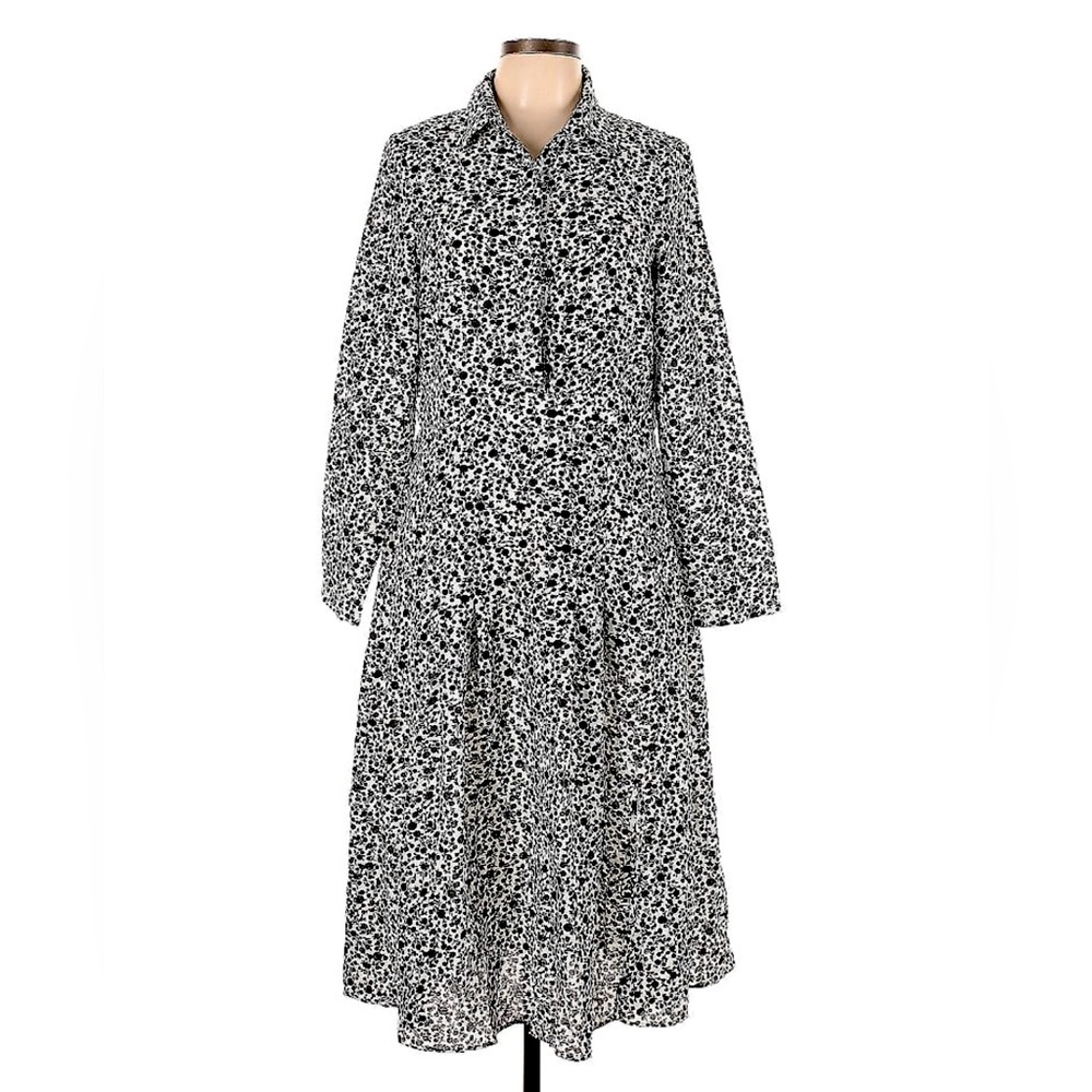 Black and white collared floral dress